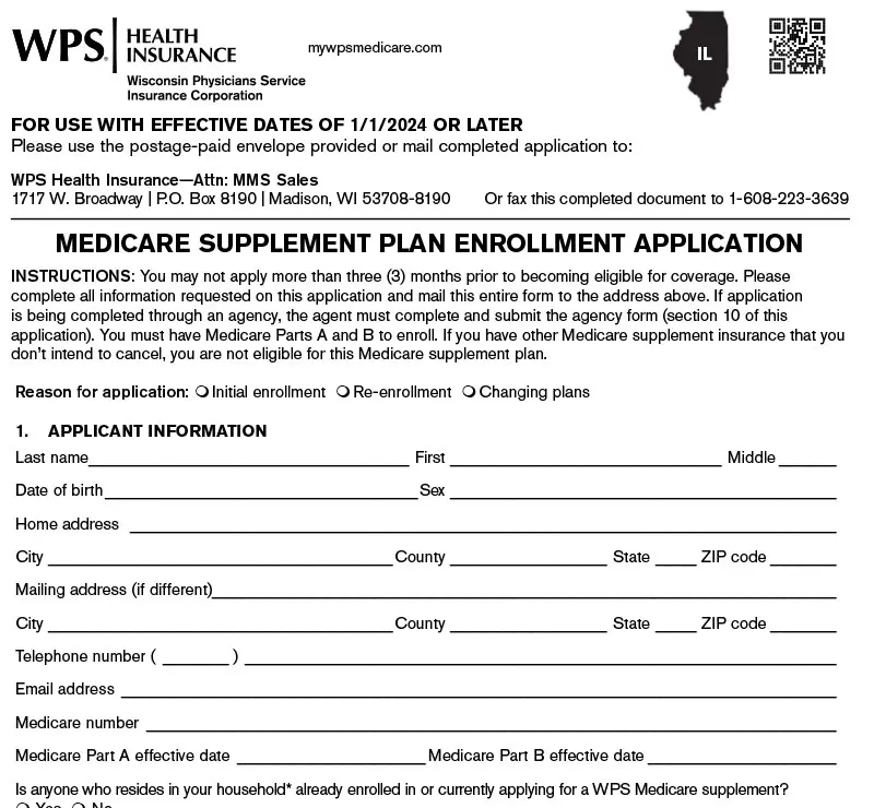 Medicare supplement insurance plan application