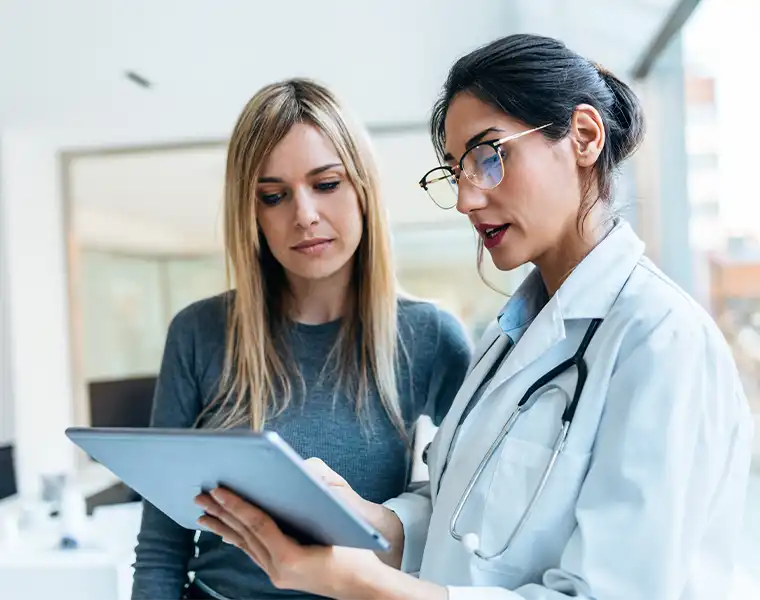 Provider reviewing patient information electronically