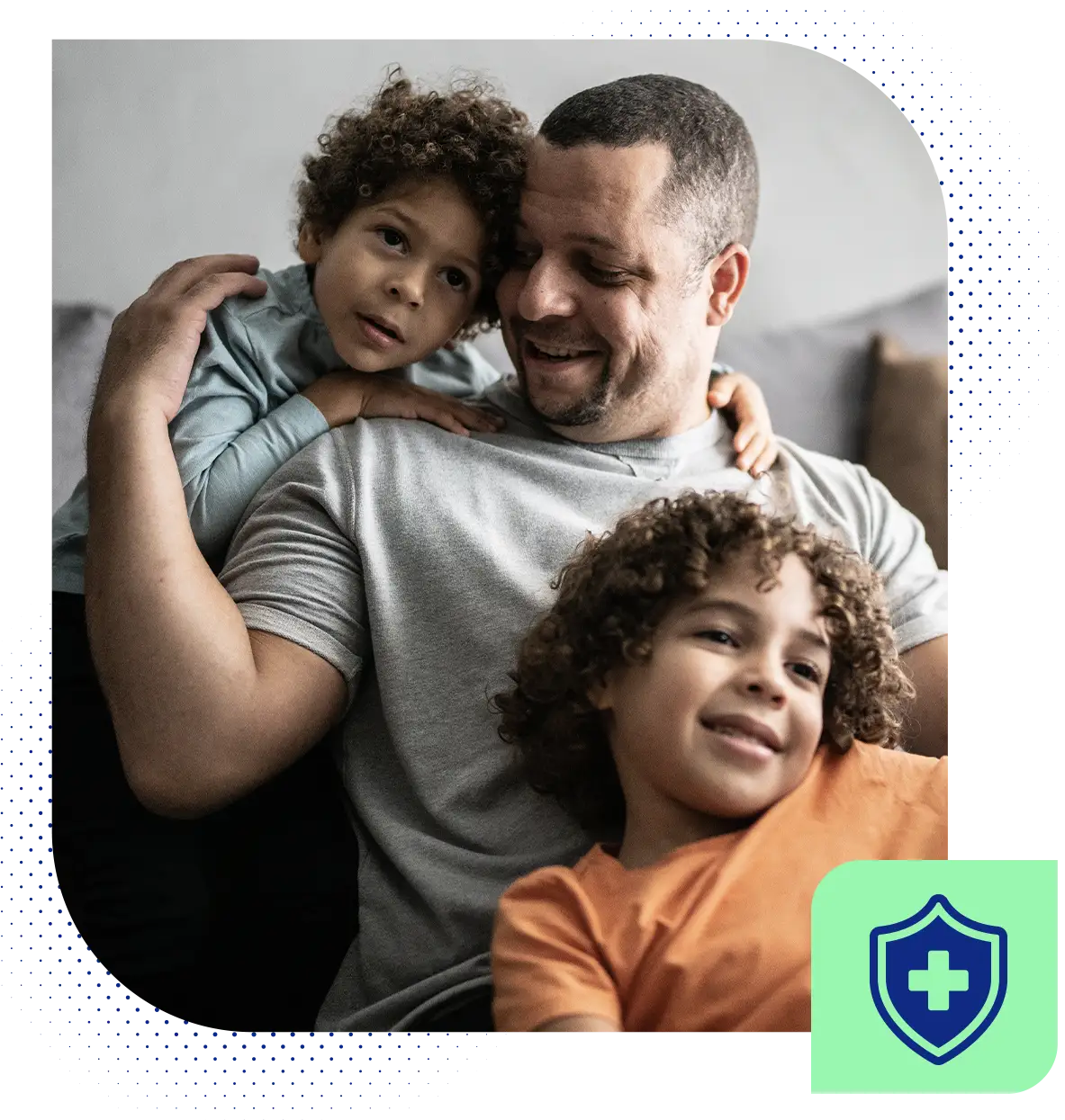 Healthly father and kids.