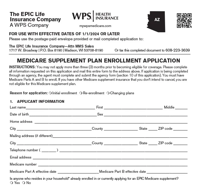 Medicare supplement insurance plan application
