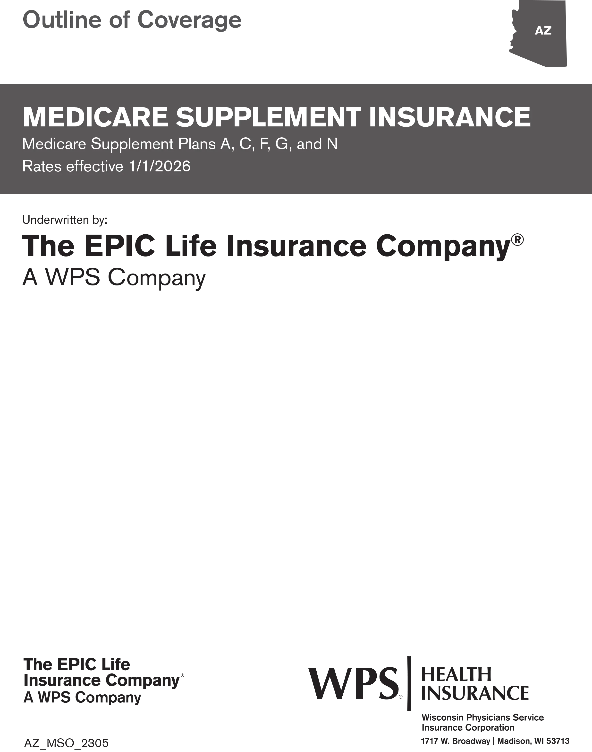 Medicare supplement insurance plan outline of of coverage