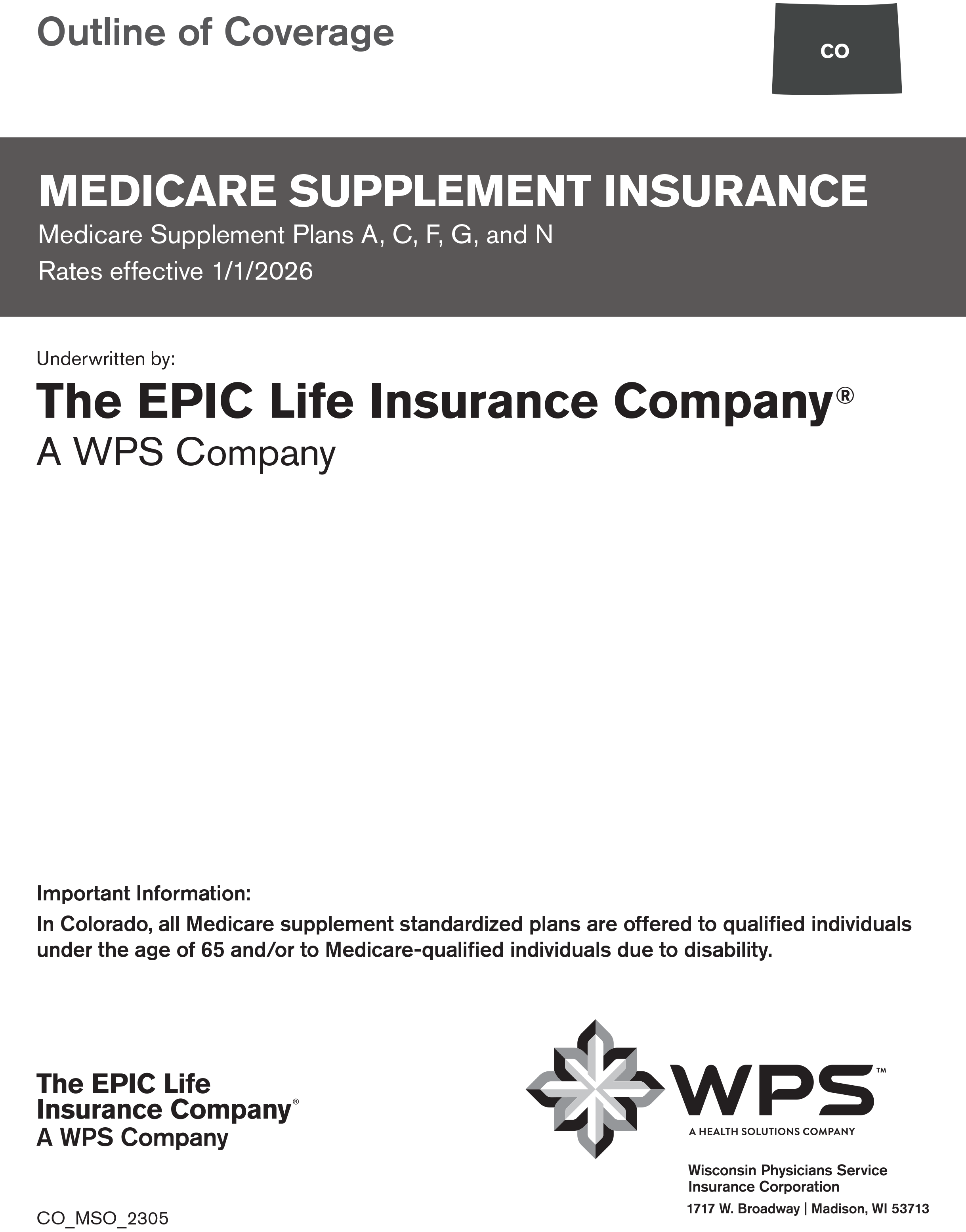 Medicare supplement insurance plan outline of of coverage