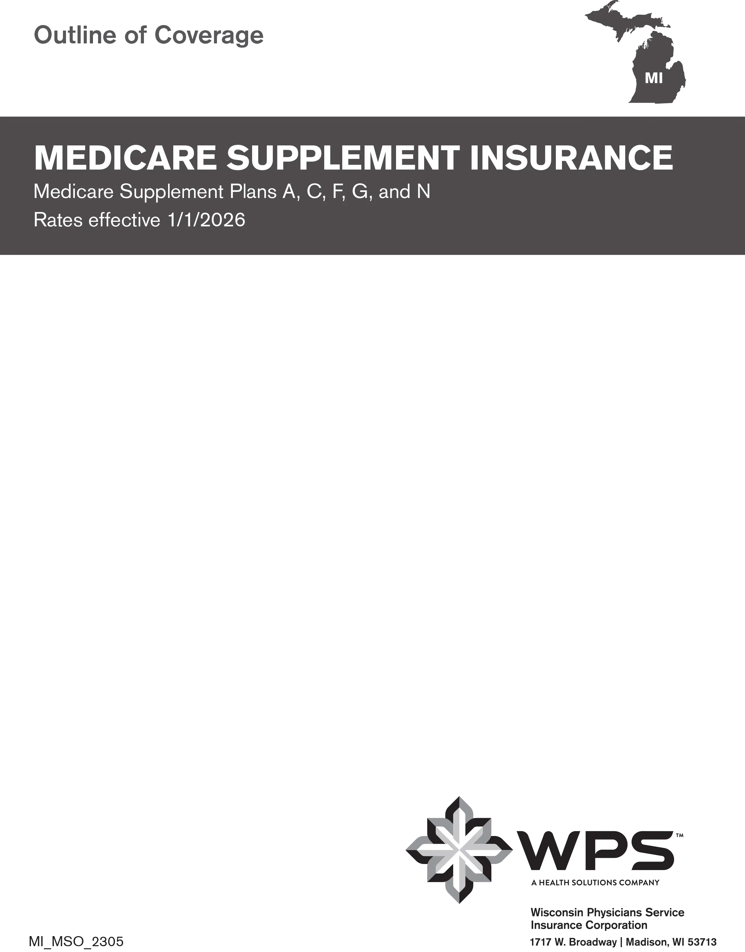 Medicare supplement insurance plan outline of of coverage