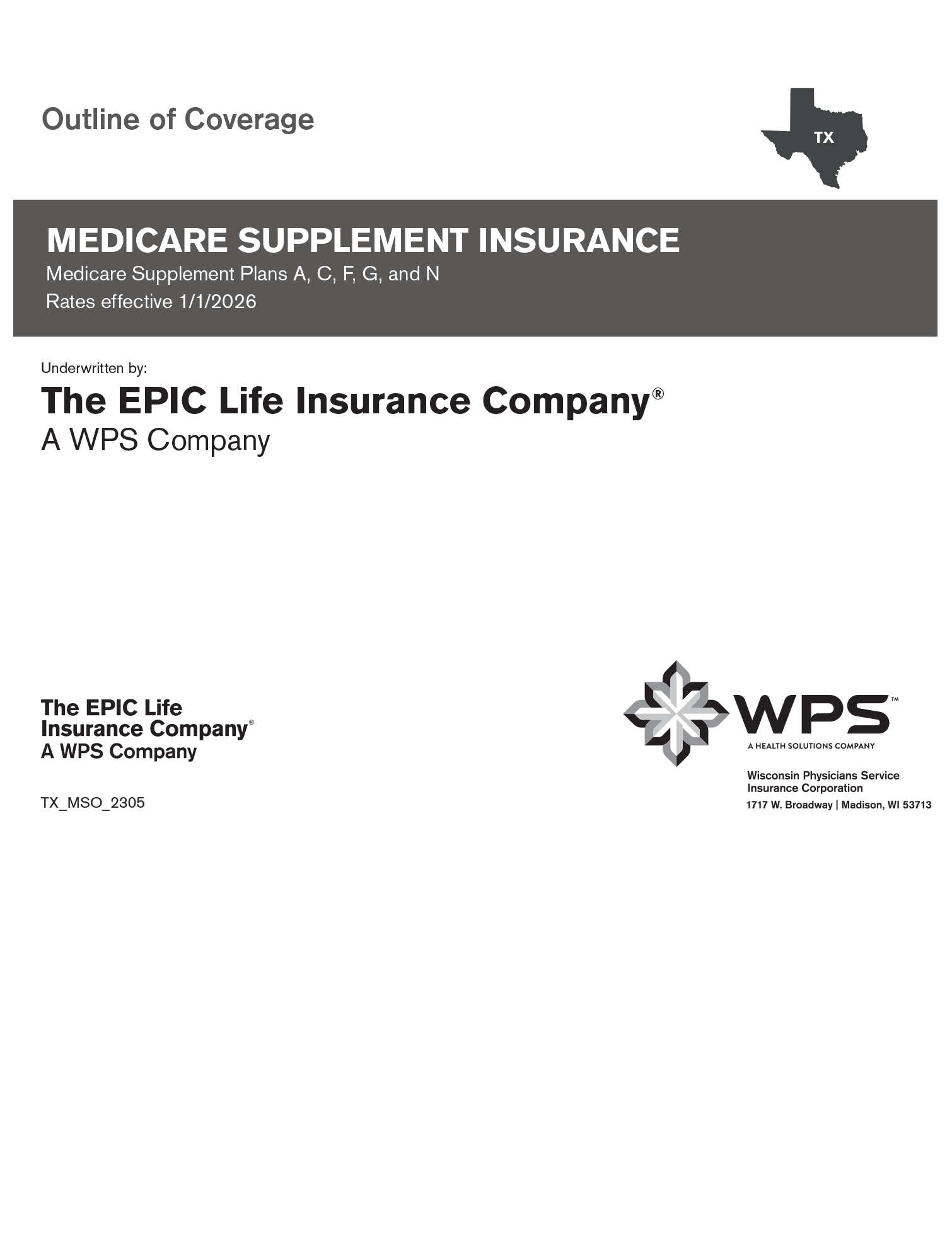 Medicare supplement insurance plan outline of of coverage