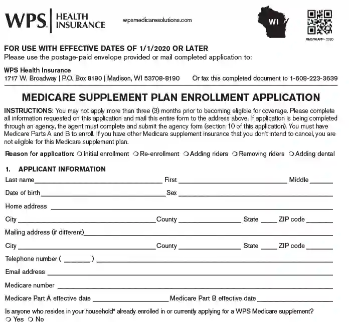Medicare supplement insurance plan application