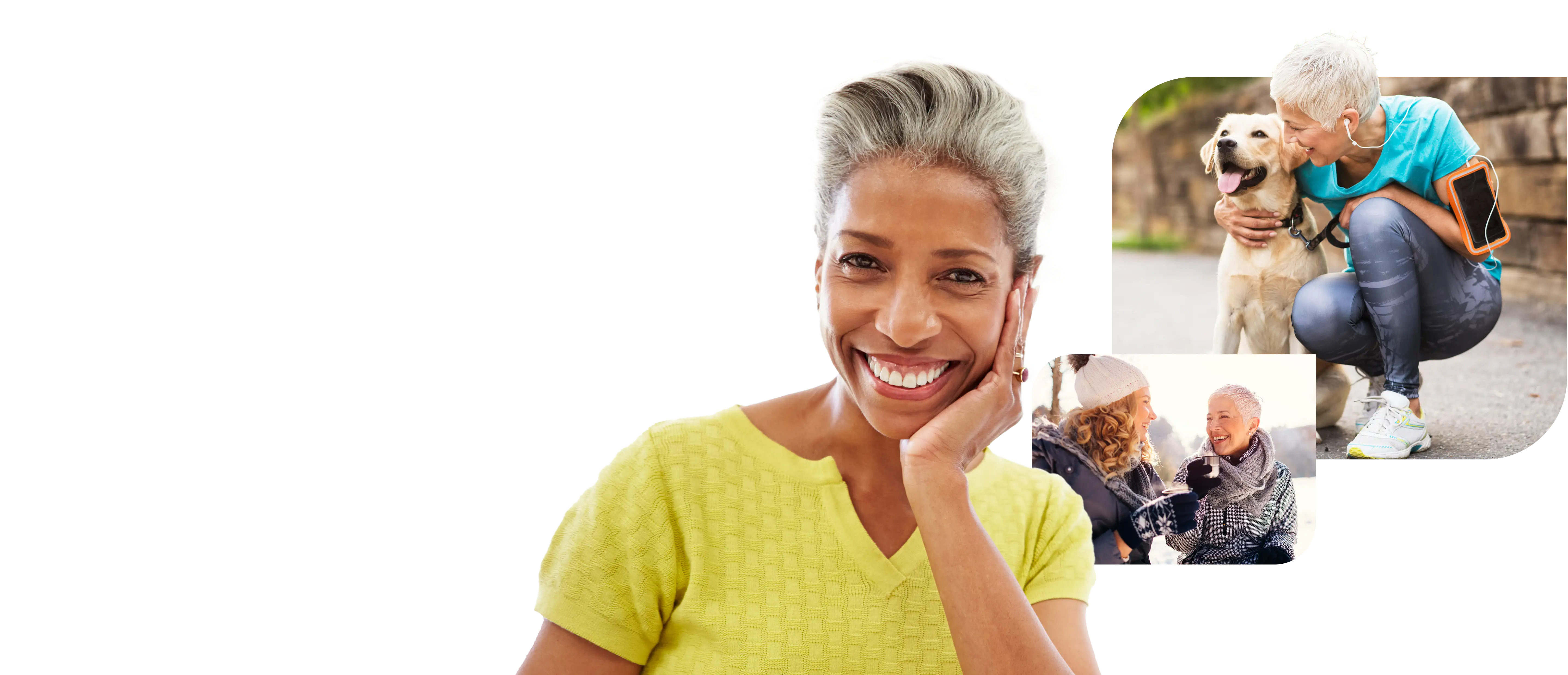Smiling senior woman with text 'The best of the best—just like you planned' alongside seniors with a dog, highlighting Medicare Supplement Insurance and retirement planning.