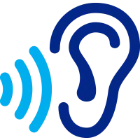 Ear with sound waves representing hearing care