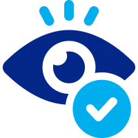 Eye with a check mark representing vision care