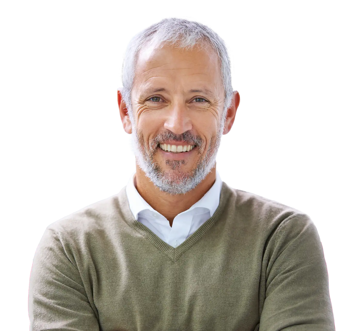 Smiling senior person with text 'Frequently asked questions' about Medicare Supplement Insurance Plans and healthcare coverage.